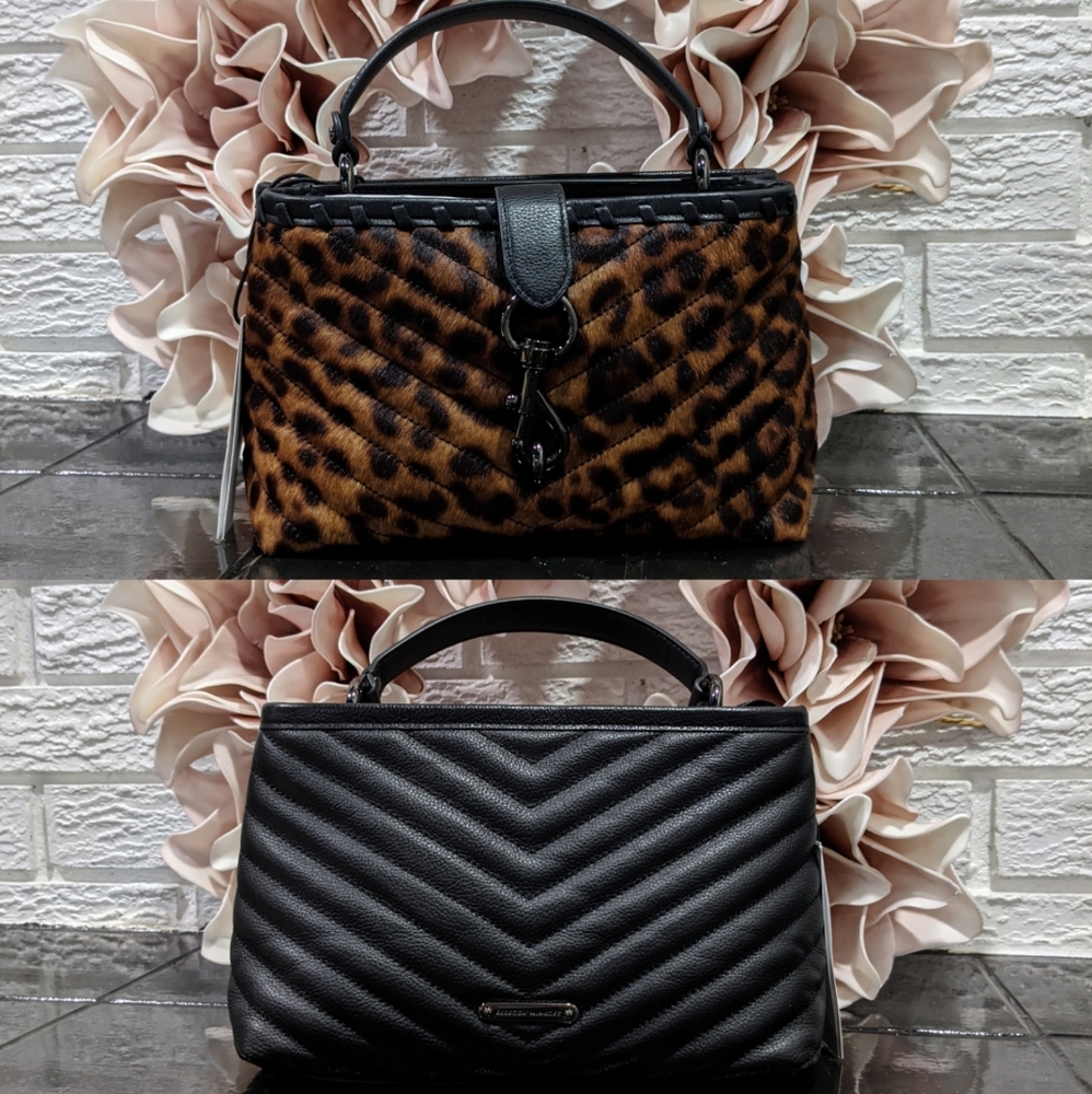 NWT Rebecca Minkoff Edie leopard haircalf satchel